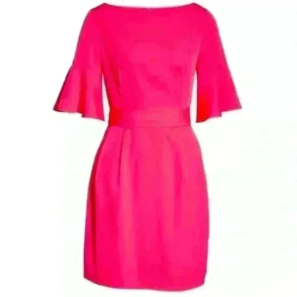 ELIZA J Bell Sleeve Sheath Dress In Hot Pink (POCKETS)